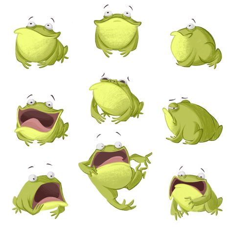 Whimsic funny cartoonish toad in different mood and poses. Character design illustration. Frog Character Design Illustration, Poses Character Design, Toad Character, Toad Cartoon, Toad Illustration, Poses Character, Eclipse Logo, Vase Project, Artwork Cartoon