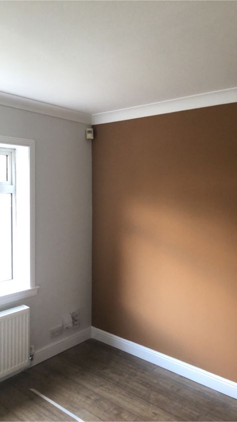 Brown Room Paint, Light Brown Accent Wall, Brown Wall Paint Colors, Caramel Wall Color, Chocolate Wall Paint, Cinnamon Walls, Brown Painted Room, Brown Wall Room, Light Brown Wall Paint