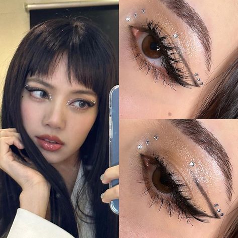 Blackpink Makeup Concert, Itzy Makeup Look, Ateez Concert Makeup, Lisa Eye Makeup, Lisa Eyeliner, Lisa Makeup Look, Lisa Blackpink Makeup, Kpop Makeup Female, Gidle Makeup