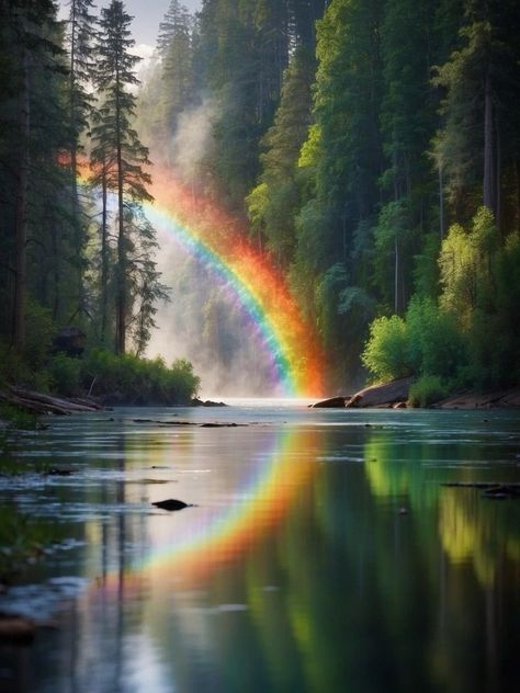 Amazing Nature Photography Real, Rainbow Scenery, Landscape With Rainbow, Rainbow Photography Nature, Rainbow Landscape Photography, Rain And Rainbow Aesthetic, Rainbow Pics Sky, Real Rainbow, Gods Masterpiece