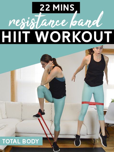 Resistance Band HIIT Workout (22 Mins, Total Body) - This resistance band loop workout is broken up into three HIIT circuits. Video included so you can follow along at home! #hiit #workout #hiitworkout #intervaltraining #resistanceband #athomeworkout Band Hiit Workout, Loop Workout, Loop Band Exercises, Hiit Workout At Home, Resistance Band Workout, Hiit Training, Resistance Workout, Resistance Band Exercises, Band Workout