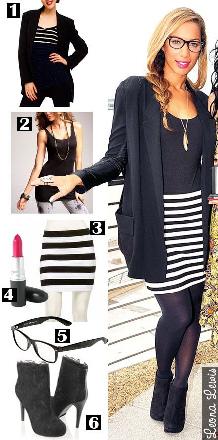 Striped Skirt Outfit Black And White, Black And White Striped Skirt Outfit, Striped Skirt Outfit, Mini Pencil Skirt Outfits, Black And White Striped Skirt, Black Striped Skirt, Hot Pink Lips, White Striped Skirt, Striped Skirt Pencil