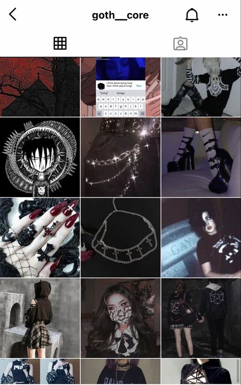 Egirl Instagram Feed, Goth Aesthetic Instagram Feed, Punk Instagram Feed, Goth Instagram Feed, Egirl Instagram, Gothic Instagram, Winter Goth, Instagram Feed Tips, Ig Feed Ideas