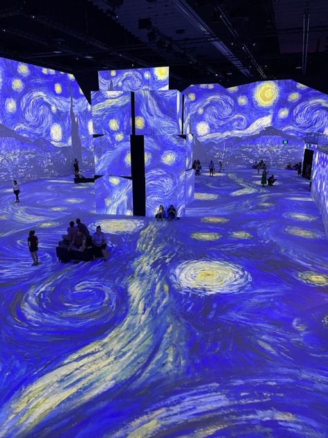 the starry night at The lume in Melbourne Van Gogh Starry Night Exhibition, Vincent Van Gogh Exhibition, Van Gogh Exhibition Aesthetic, Van Gogh Museum Amsterdam Aesthetic, Starry Night Painting Aesthetic, Starry Night Museum, Art Exhibition Aesthetic, Vincent Van Gogh Museum, Bestie Dates