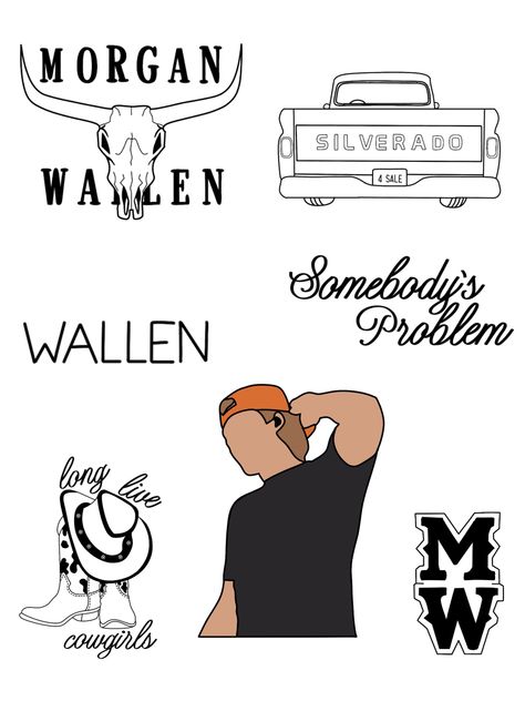 Morgan Wallen Tattoos For Women, Morgan Wallen Outline, Morgan Wallen Drawing Ideas, Parker Mccollum Tattoo Ideas, Morgan Wallen Drawing Easy, Morgan Wallen Inspired Tattoos, Cowboy Flash Tattoo, Morgan Wallen Tattoos, Morgan Wallen Drawing