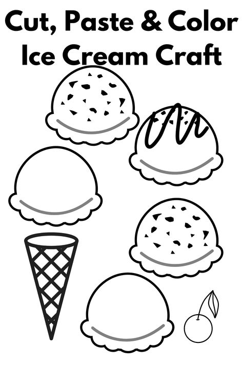 Ice Cream Cone Craft, Ice Cream Template, Ice Cream Craft, Printable Ice Cream, Summer Crafts For Toddlers, Toddler Printables, Ice Cream Crafts, Ice Cream Party Decorations, Crafts Printable