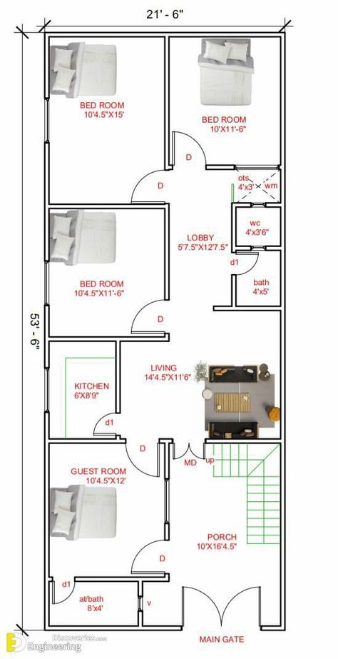 House Plan App, Smart House Plans, House Plan Ideas, Budget House Plans, 20x40 House Plans, 30x40 House Plans, Home Map, Guest House Plans, Small Apartment Building