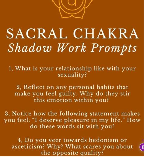 Sacral Chakra Shadow Work Prompts, Sexuality Shadow Work, Chakra Shadow Work, Lcsw Exam Prep, Journaling Goals, Blocked Energy, Shadow Work Spiritual, Psychic Development Learning, Sacral Chakra Healing