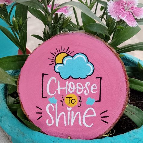 Fridge Magnets Ideas Creative Wood, Coasters Painting Ideas, Choose To Shine, Wall Art Diy Paint, Coaster Art, Diy Wall Art Decor, Easy Canvas Art, Art Decor Diy, Small Canvas Art