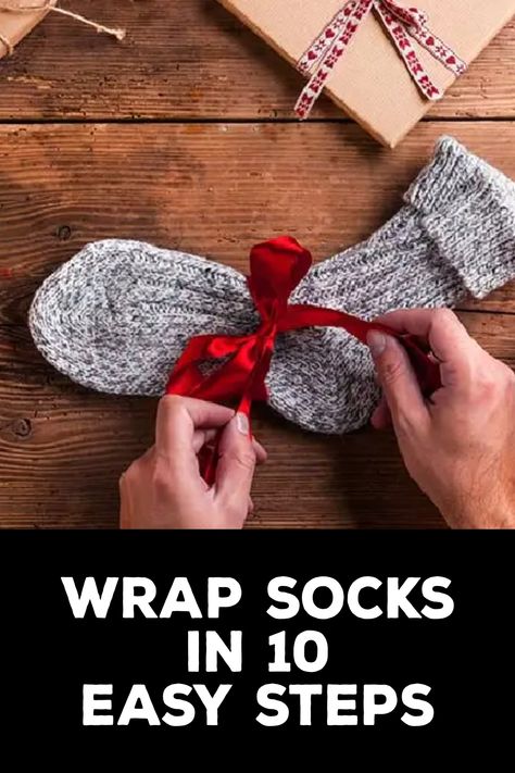 How to Wrap Socks Gifts To Put In Christmas Socks, Socks For Gifts Ideas, Sock Gifts Ideas, Gift Wrap Socks Ideas, How To Wrap Shoes Without Box Christmas Gifts, How To Gift Socks For Christmas, Creative Ways To Give Socks As A Gift, Wrapping Socks For Christmas, How To Fold Socks For Gift