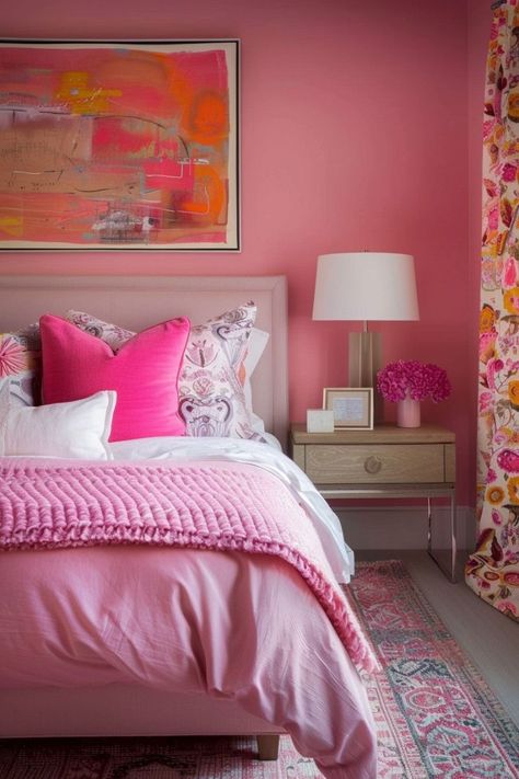 Pink Wall Paint, Teen Girls Bedroom Ideas, Pink Painted Walls, Pink Bedroom Walls, Teen Girls Bedroom, Pink Bedroom Ideas, Nursery Pink, Pink Palace, Pink Bedrooms