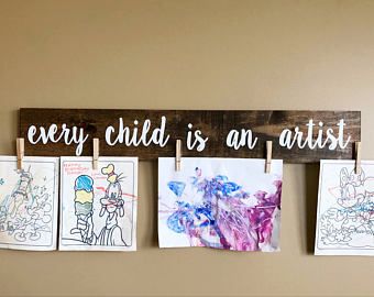 Need one of these for each kid! Much better than scotch tape all over the walls! Hanging Kids Artwork, Look What I Made Sign, Child Playroom, Neutral Kids Room, Displaying Kids Artwork, Picture Frame Hangers, Art Display Kids, Toddler Room Decor, Childrens Artwork