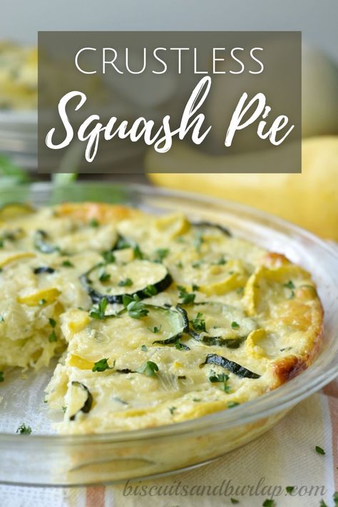 This Crustless Squash Pie truly highlights fresh zucchini or yellow squash from your garden or the market. It’s lighter than quiche, but rich and cheesy enough to be a hearty side dish. Crustless Squash Pie, Yellow Squash Frittata, Yellow Squash Pie Recipes, Summer Squash Quiche, Ground Turkey And Yellow Squash, Yellow Squash Quiche, Yellow Squash Recipes Gluten Free, Yellow Squash Curry, Paty Pan Squash