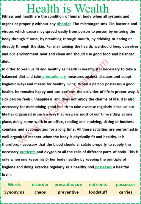 Health Is Wealth Essay 200 Words, Health Is Wealth Essay 250 Words, Health Is Wealth Meaning, 1000 Words Essay on Health Is Wealth, Health Is Wealth Speech, Health Is Wealth Points, Health Is Wealth Pdf, Health Is Wealth Essay Brainly Essay On Health, Essay On Health Is Wealth, Activities For High School Students, Woodward English, English Comprehension, Activities For High School, Ielts Essay, 1000 Word Essay, Health Essay