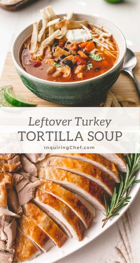 Leftover Turkey Tortilla Soup, Mexican Turkey Soup, Turkey Tomato Soup, Leftover Turkey Soup Recipes Easy, Soup With Leftover Turkey, Turkey Soup Leftover, Leftover Turkey Soup Recipes, Toasted Tortilla, Turkey Soup Recipes