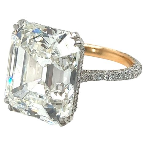 Magnificent 15.87 carat emerald-cut diamond solitaire engagement ring. Classic solitaire ring centering upon a stunning emerald-cut diamond of 15.87 carats, I / VVS2. The ring mount and the shank are crafted in 950 platinum and decorated with brilliant-cut diamonds totalling 1.57 carats, F / VVS - VS. The inside of the ring shank features a delicate 18 karat rose gold layer. The center diamond is accompanied by GIA report no. 6204623753 dated March 2021. This ring is in excellent condition. Ring 6 Carat Diamond Ring, Emerald Diamond Ring Engagement, 15 Carat Diamond Ring, Huge Engagement Rings, Most Expensive Engagement Ring, Classic Solitaire Ring, Heirloom Rings, Contemporary Engagement Rings, Radiant Engagement Rings