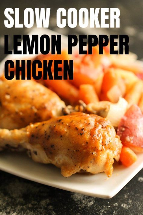 We love this easy slow cooker lemon pepper chicken using chicken drumsticks. Chicken drumsticks are so affordable and we've turned them into an easy and delicious dinner your family will love. Enjoy! Chicken With Lemon, Recipes With Chicken And Peppers, Delicious Chicken Dinners, Chicken Leg Recipes, Easy Slow Cooker Chicken, Six Sisters Stuff, Drumstick Recipes, Lemon Pepper Chicken, Pepper Chicken