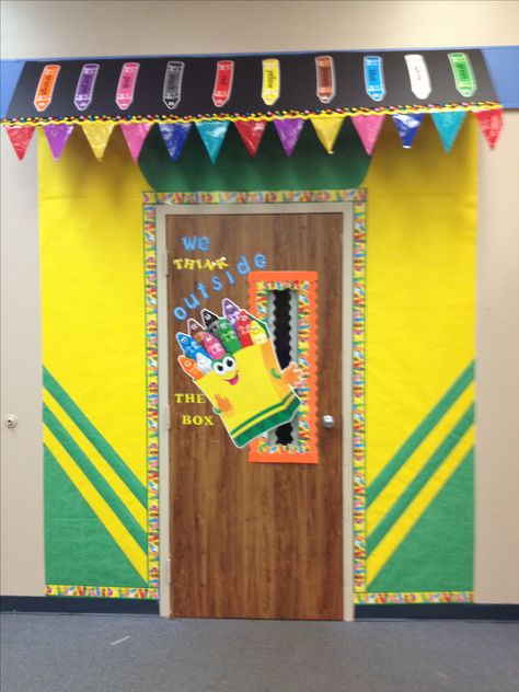 Crayon Box door decoration by Marisha Isadore Crayon Bulletin Boards, Crayon Decorations, Crayon Classroom, Crayon Themed Classroom, Colorful Classroom, Class Door, Paint Themes, Classroom Wall Decor, Preschool Classroom Decor