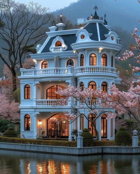 Victorian Castle Exterior, Victorian Homes Exterior, Going On An Adventure, Old Victorian Homes, Victorian Style Homes, Old Manor, Home Design Floor Plans, Unusual Homes, Victorian Mansions