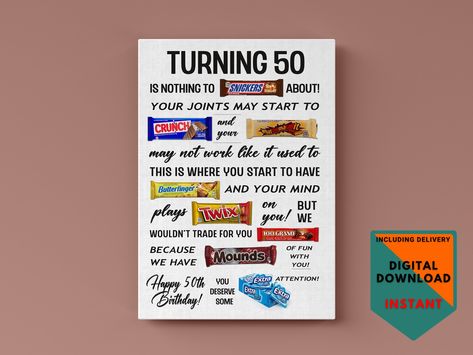 50th Birthday Gag Gifts For Men Turning 50, 50 Items For 50th Birthday Gift, 50 Th Birthday Gift Ideas Men, 50th Birthday Poster Board Ideas, 50 Year Old Birthday Ideas For Men, Gift For 50th Birthday Man, 50th Birthday Candy Poster, 50 Things For 50th Birthday, 50th Birthday Present Ideas For Men