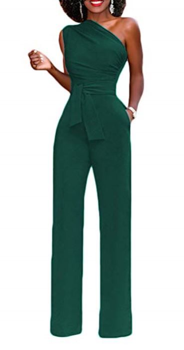 Women's Formal Jumpsuit from Amazon.com  https://www.amazon.com/onlypuff-Jumpsuits-Rompers-Shoulder-Jumpsuit/dp/B07BF6G48Z/ref=pd_sbs_193_3?_encoding=UTF8&pd_rd_i=B07BF6G48Z&pd_rd_r=M7KYB5Y2H3NDSTRQRRQB&pd_rd_w=YW8nh&pd_rd_wg=hSg3b&refRID=M7KYB5Y2H3NDSTRQRRQB Evening Jumpsuits Classy, Green Jumpsuit Outfit, Fancy Pants Outfit, Evening Jumpsuits, Fancy Jumpsuit, Grad Outfits, Second Wedding Dresses, Classy Jumpsuit, African Prom Dresses