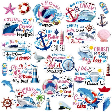 PRICES MAY VARY. Colorful Magnets: package includes 23 pieces of cruise car magnets, with various cruise party elements; Sufficient quantity and adorable designs combination to fulfill your cruise decoration demands Reliable Material: the cruise magnet adopts quality magnetic material, not easy to break or fade, with nice workmanship, it can attach to metal surface firmly, convenient to decorate, can be applied for many times Delicate and Eye Catching: these cruise decorations feature with assor Happy Birthday Ocean, Cruise Decorations, Cruise Door Magnets, Cruise Magnets, Carnival Ships, Party Elements, Car Cute, Cabin Door, Cruise Party