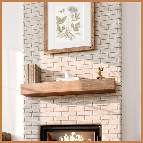 Minimalist Fireplace Mantle, Over The Fireplace Decor, Fireplace Wood Mantle, Simple Fireplace Mantel, Wood Mantles, Fireplace Mantle Shelf, Floating Fireplace Mantel, Wood Mantle Fireplace, Mantle Art