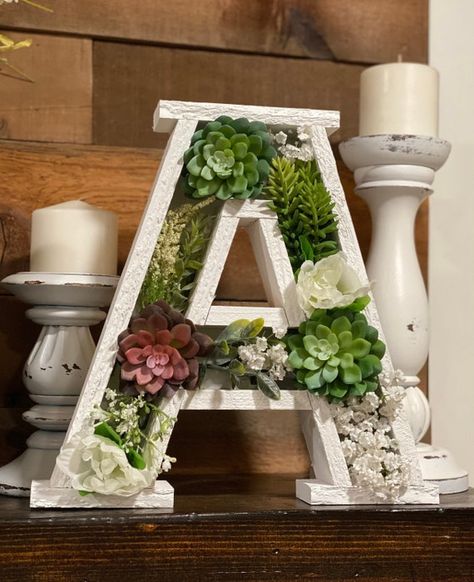 Fillable Letters, Greenery Art, Flower Seed Packets, Celebration Of Life Ideas, Succulent Projects, Diy Mason Jar Crafts, Outdoor Wood Projects, Letter Boxes, Letter Wall Decor