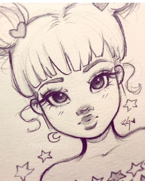 Yaaaas! Finally a new drawing and a new tutorial a new day and new positivity! ✨ Check out my super KAWAII tutorial I posted today(LINK IN BIO) on how to draw a face! Really love how this cutie turned out! ☺️🙈 Also I just love hearts, stars and moons it’s a wittle obsession 💖⭐️🌙 • • • #kawaii #howtodraw #art #artist #drawing #cutedrawing #kawaiiart #video #drawingtutorial #artwork #drawings #illustration #love #cute #artsy #sketch #sketching #Godisgreatallthetime Christina Lorre Drawings, Girl Drawing Sketches, Pencil Art Drawings, Sketches Easy, Art Drawings Sketches Simple, Cool Art Drawings, A Drawing, Art Drawings Sketches, Girl Drawing