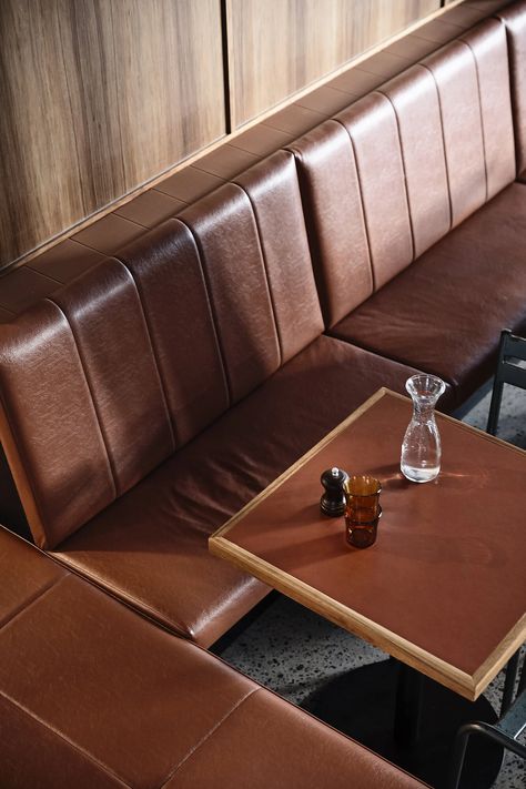 A Cafe Called John by Terroir Architects | Eat Drink Design Awards Restaurant Moodboard, Italian Cafe Interior, Banquette Ideas, Record Studio, Banquet Seating, Bar In Casa, Drink Design, Booth Seating, Leather Seat Covers