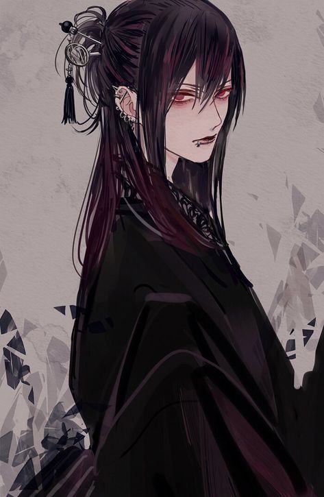 Male Character, Long Black Hair, Manga Boy, Arte Fantasy, Anime Boys, Dark Anime, Boy Art, Manga Illustration, Handsome Anime Guys