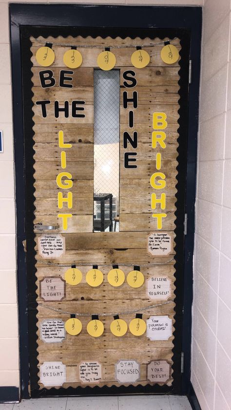 Be The Light Door Decoration, Be The Light Classroom Theme, Light Classroom Theme, Shine Theme Classroom, Lightbulb Classroom Theme, Be The Light Classroom Decor, Be The Light Bulletin Board, Light Of The World Bulletin Board, Be The Light Bulletin Board Ideas