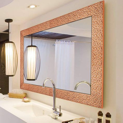 AmazonSmile: Toppay Framed Bathroom Mirrors for Wall (Gold, 38"x26"): Home & Kitchen Large Bathroom Mirrors, Mirror Decor Ideas, Bathroom Mirror Frame, Gold Frame Wall, Mirror Wall Living Room, Gold Mirror Wall, Mirror For Bathroom, Mirror Plates, Large Wall Mirror