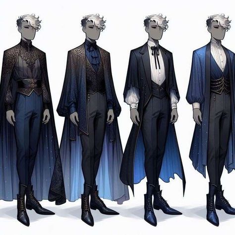 Dnd Ball Outfit Male, Fantasy Suits Male Art, Black Fantasy Outfit Male, Dnd Ball Outfit, Male Fantasy Clothing Design Art, Wizard Costume Male, Astronomer Outfit, Mage Outfits Male, Fantasy Clothes Male