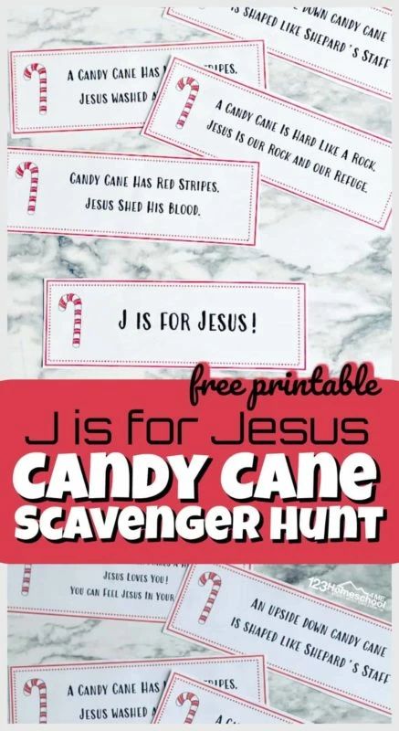 Advent Activities For Families, Jesus Candy Cane, J Is For Jesus, Candy Cane Printable, Christmas Scavenger Hunt For Kids, Candy Cane Scavenger Hunt, Jesus Birthday Party, The Real Meaning Of Christmas, Real Meaning Of Christmas