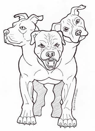 Cerberus Drawing Cute, Three Headed Dog Drawing, Cerberus Illustration, Hell Hound Tattoo, Three Headed Dog Tattoo, Cerberus Drawing, Cute Cerberus, 3 Headed Dog, Three Headed Dog