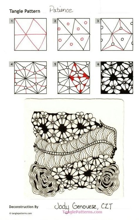 Found on Bing from www.pinterest.com Modele Zentangle, Easy Zentangle Patterns, Easy Zentangle, Zentangle Flowers, Zentangle Pattern, Zen Doodle Patterns, Zentangle Tutorial, Zentangle Artwork, Tangle Pattern