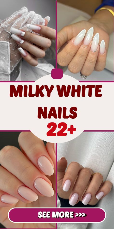 Enhance your nail style with our elegant milky white nails, perfect for trend-setting women! Achieve a modern look with either a pearly shine or creamy texture. These nails bring a touch of contemporary sophistication that speaks simplicity and grace. Explore the allure of chic elegance with our trendy manicure collection! Milky White Nails, White Gel Nails, Elegant Manicure, Spring Nail Designs, Beige Nails, Nail Style, White Polish, Almond Nail, Gel Nail Design