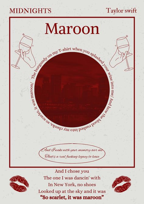 Maroon Poster Taylor Swift, Maroon Wallpaper Taylor Swift, Maroon Taylor Swift Aesthetic, Maroon Poster, Taylor Swift Maroon, Maroon Taylor Swift, Maroon Taylor, Maroon Walls, Midnights Taylor Swift