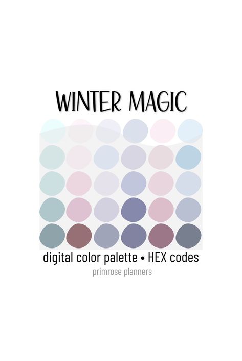 Winter Magic Digital Color Palette Color Chart Goodnotes Tool iPad Procreate Digital Download Winter Color Palette HEX Codes - Etsy Winter Tones Colour Palettes, Cute Winter Drawings, Snow Color Palette, Winter Color Pallet, Color Palette Winter, Procreate Colour Palette, Winter Colour Palette, Color Palette Hex Codes, Digital Color Palette