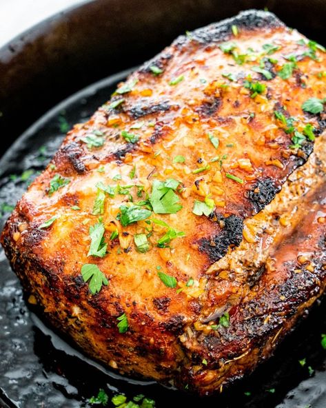 Honey Garlic Pork Loin is my gift to your kitchen. This spectacular pork is perfectly seasoned, wonderfully moist, and coated in a finger licking honey garlic glaze. If you've ever found your pork tasting a little lack lustre, this recipe is your new go to. #honeygarlic #honey #garlic #porkloin #pork Honey Garlic Pork Loin, Recipe For Pork Loin, Pineapple Pork Loin, Garlic Pork Loin, Honey Garlic Glaze, Honey Garlic Pork, Recipe For Pork, Honey Garlic Chicken Thighs, Pineapple Pork