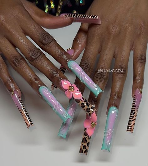 Long Xl Nails, Maximalist Acrylic Nails, Fall Junk Nails, Long Junk Nails, Xl Long Acrylic Nails, Xxl Acrylic Nails, Airbrush Nail Designs, Super Long Nails, Xl Nails