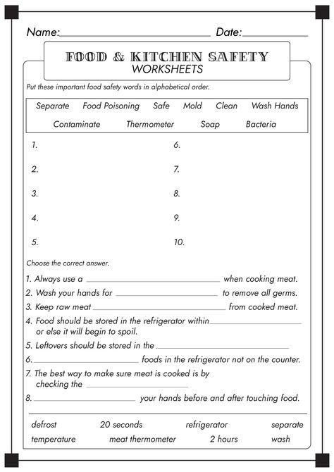 Kitchen Safety Worksheets, Kitchen Safety Activities, Kitchen Utensils Worksheet, Texas Homeschool, Life Skills Worksheets, Safety In The Kitchen, Safety Worksheets, Emergency Procedures, Teaching Safety