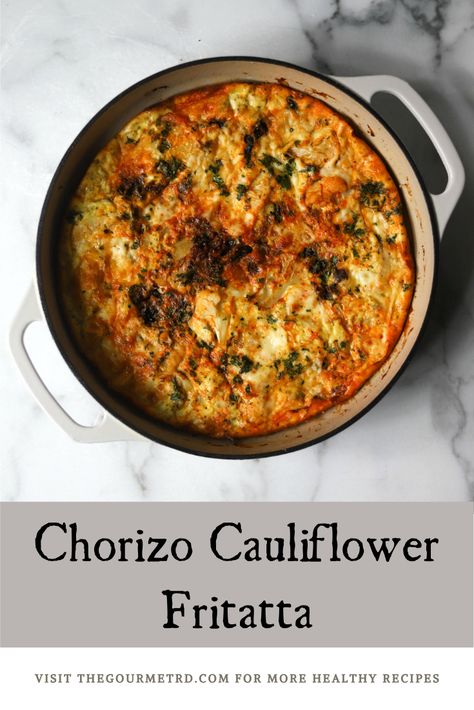 Cauliflower Chorizo, Cauliflower Frittata, Eggs Greek Yogurt, Pepperjack Cheese, Easy Frittata, Chorizo Breakfast, Healthy Make Ahead Breakfast, Chorizo Recipes, Easy Breakfast Recipe