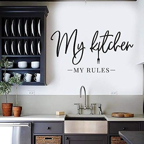 Vinyl Wall Decals Kitchen, My Kitchen My Rules, Kitchen Decal, Kitchen Decals, Rules Quotes, Kitchen Stickers, Kitchen Quotes, Kitchen Wall Stickers, My Rules