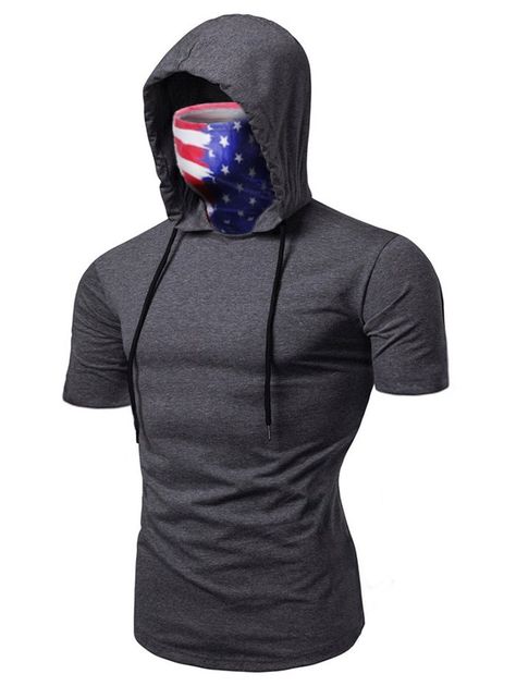 American Flag Mask Hooded Drawstring Short Sleeve T-shirt #Ad , #sponsored, #Mask, #Hooded, #American, #Flag, #Sleeve Men Athleisure, Ninja Suit, Slim Pants Outfit, Streetwear Winter, Hoodies Men Style, Gym Hoodie, Winter Fashion Coats, Track Suit Men, Sport Top