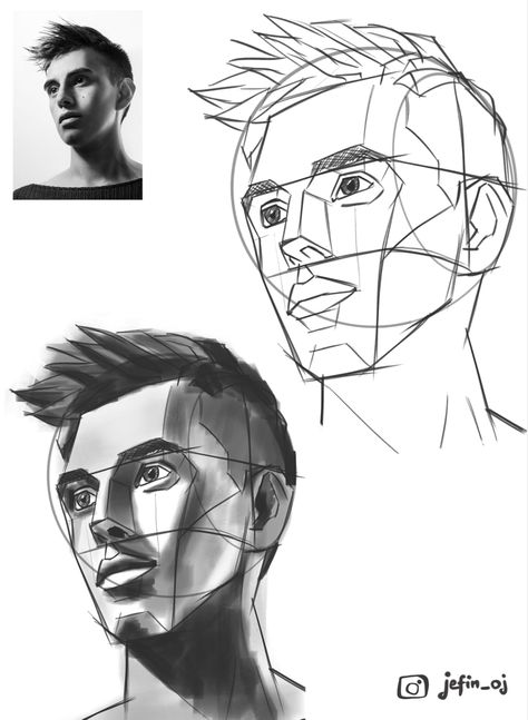 I like practicing loomis method head construction over and over again. Also I practice the rough grayscale painting to place the shadows and lightings in the right place. If 10 people pins this post will make more posts with further steps. Grayscale Shading, Loomis Method Head, Grayscale Painting, Steps Of Drawing, Head Construction, Loomis Method, Anime Face Drawing, Portrait Study, Head Drawing