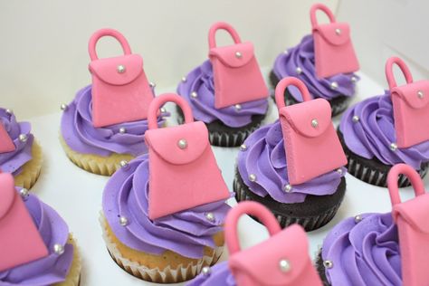 Purse Cupcakes, Fondant Cupcake Topper, Kid Cakes, Golf Cake, Purse Cake, Teenager Birthday, Tea Party Food, Fondant Decorations, Fondant Cupcakes