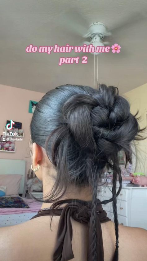 Y2k Latina, Scrunchie Bun, Vampire Bride, Gorgeous Birthday, Birthday Hairstyles, Hair Tutorial, Braids, Hairstyles, Birthday