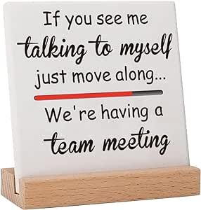 Funny Office Decorative Signs Plaques, Cute Desk Decorations for Coworker, Office Small Cute Gifts for Women Coworker, Office Funny Decorations, If You See Me Talking To Myself Funny saying Funny Office Decor, Coworker Humor, Cute Desk, Office Humor, Meet The Team, Ads Creative, Plaque Sign, Desk Decor, Talk To Me